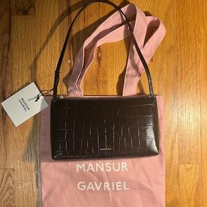 Mansur Gavriel Gaia Shoulder Bag Chocolate Croc NWT